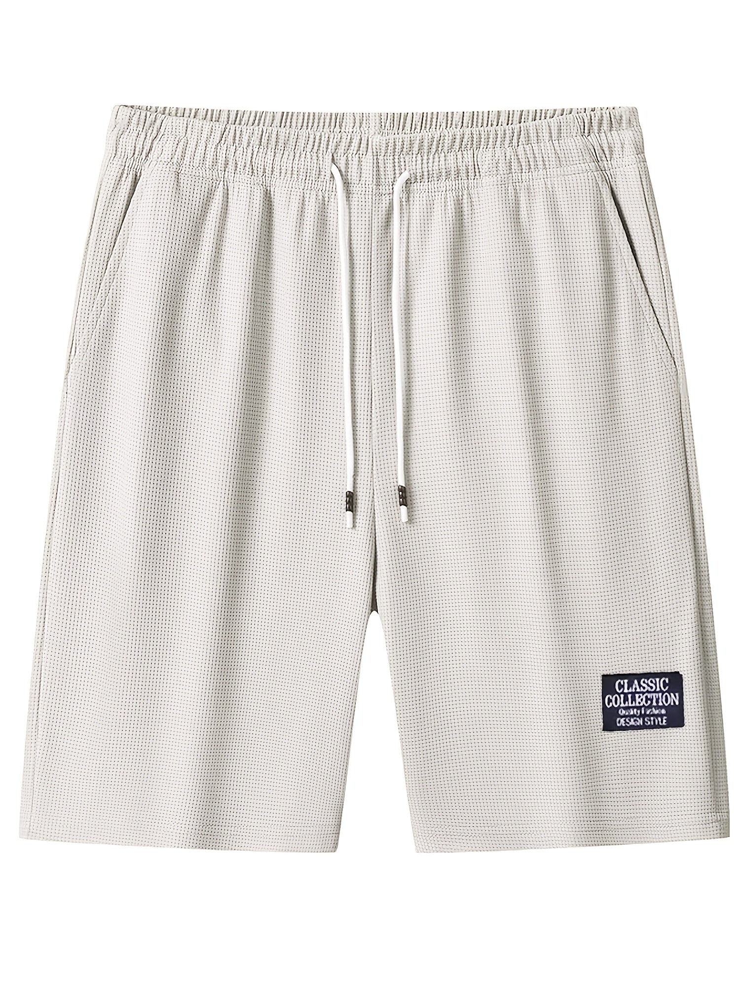 1pc mens waffle texture casual athletic shorts drawstring