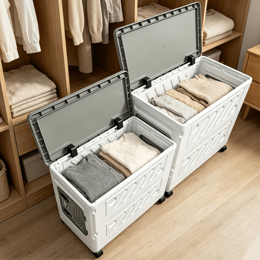 large capacity foldable wheeled storage box 4 wheels 23 6 19