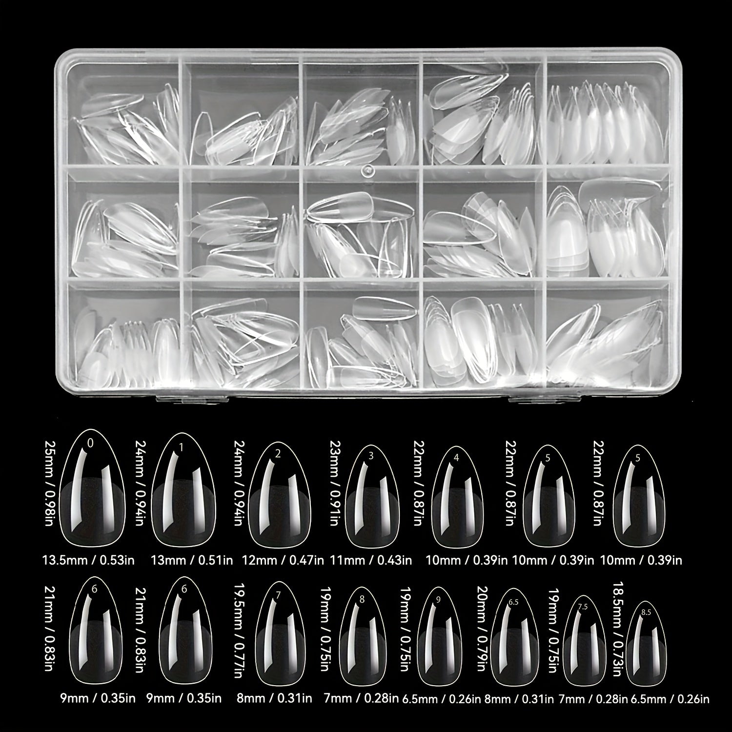 240pcs short almond nail tips clear nail tips pre shaped