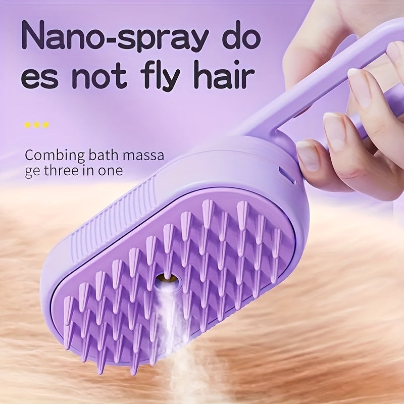 3 in 1 steaming pet brush usb rechargeable foldable