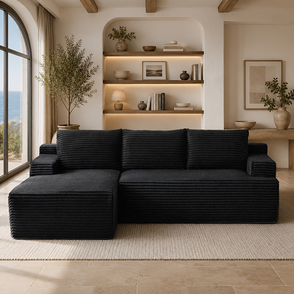 l shaped cloud sofa 3 seater corduroy sectional couch
