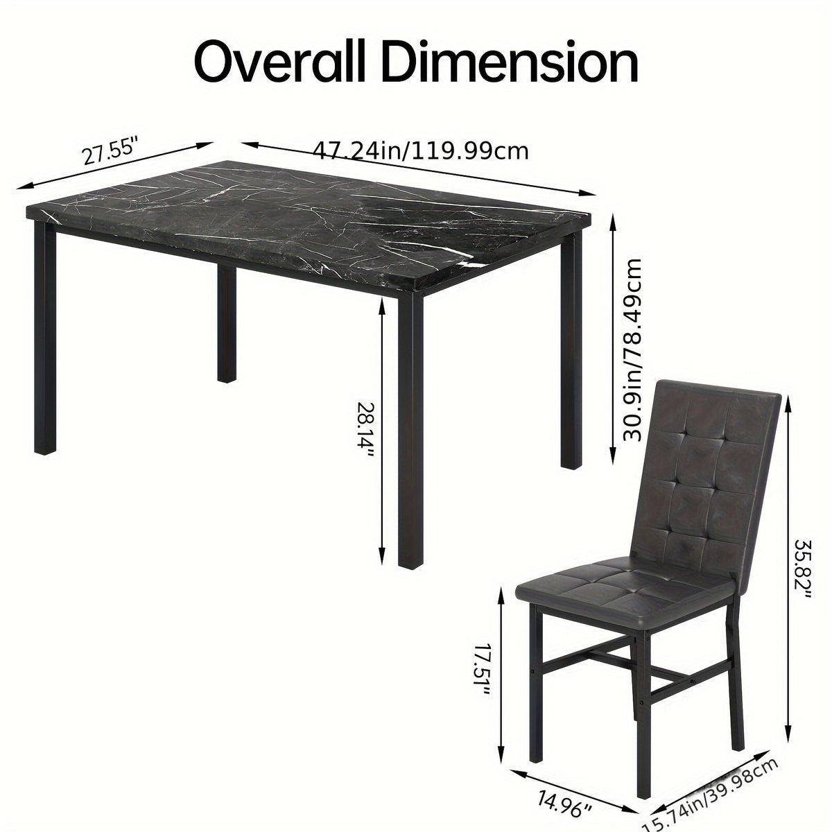 modern 5pcs   marble dining table set upholstered pu