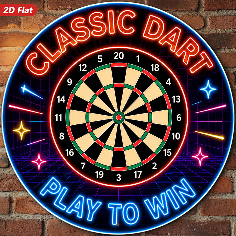 2d flat 1pc retro   game wall sign round dartboard