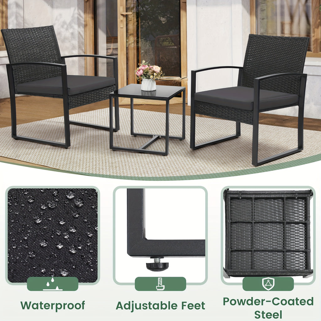 3pcs outdoor seating arrangement made wicker rattan