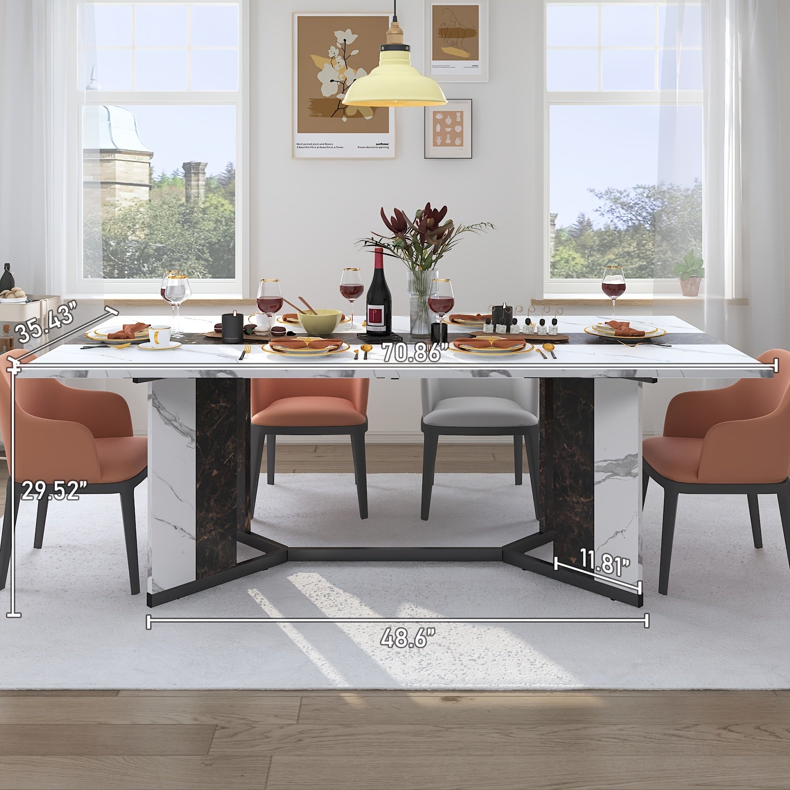 71 rectangle modern dining table office   room