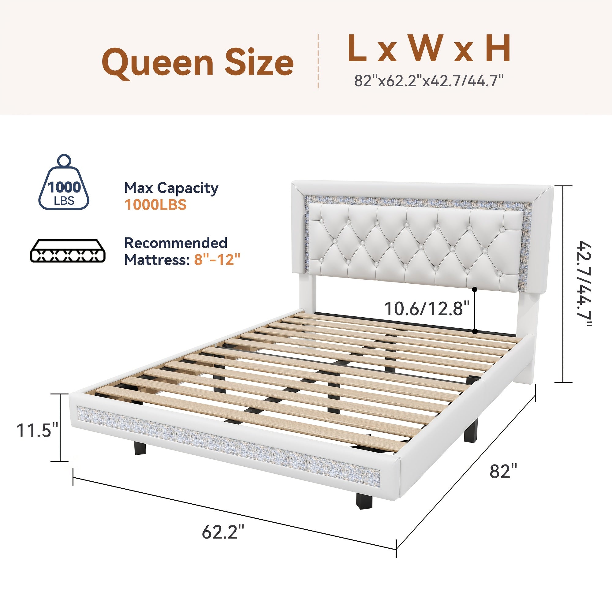 mraeer diamond quilted velvet silent full queen bed frame