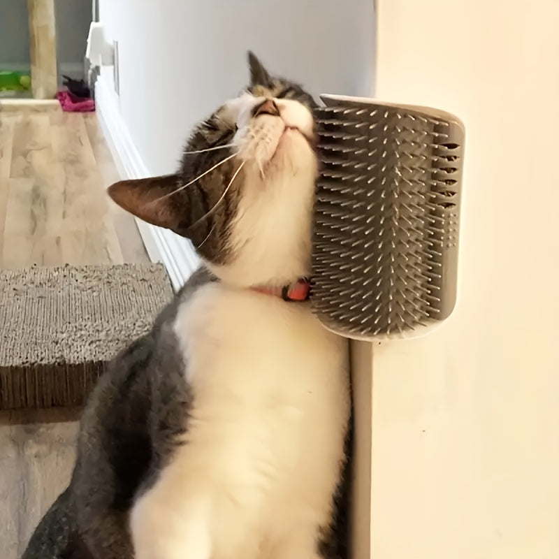 scratcher wall mounted cat grooming brush itchy