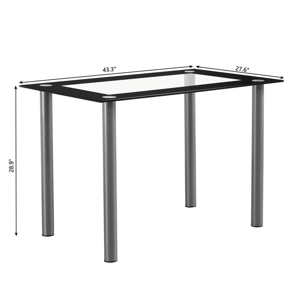 5pcs modern dining set glass   4 leather chairs