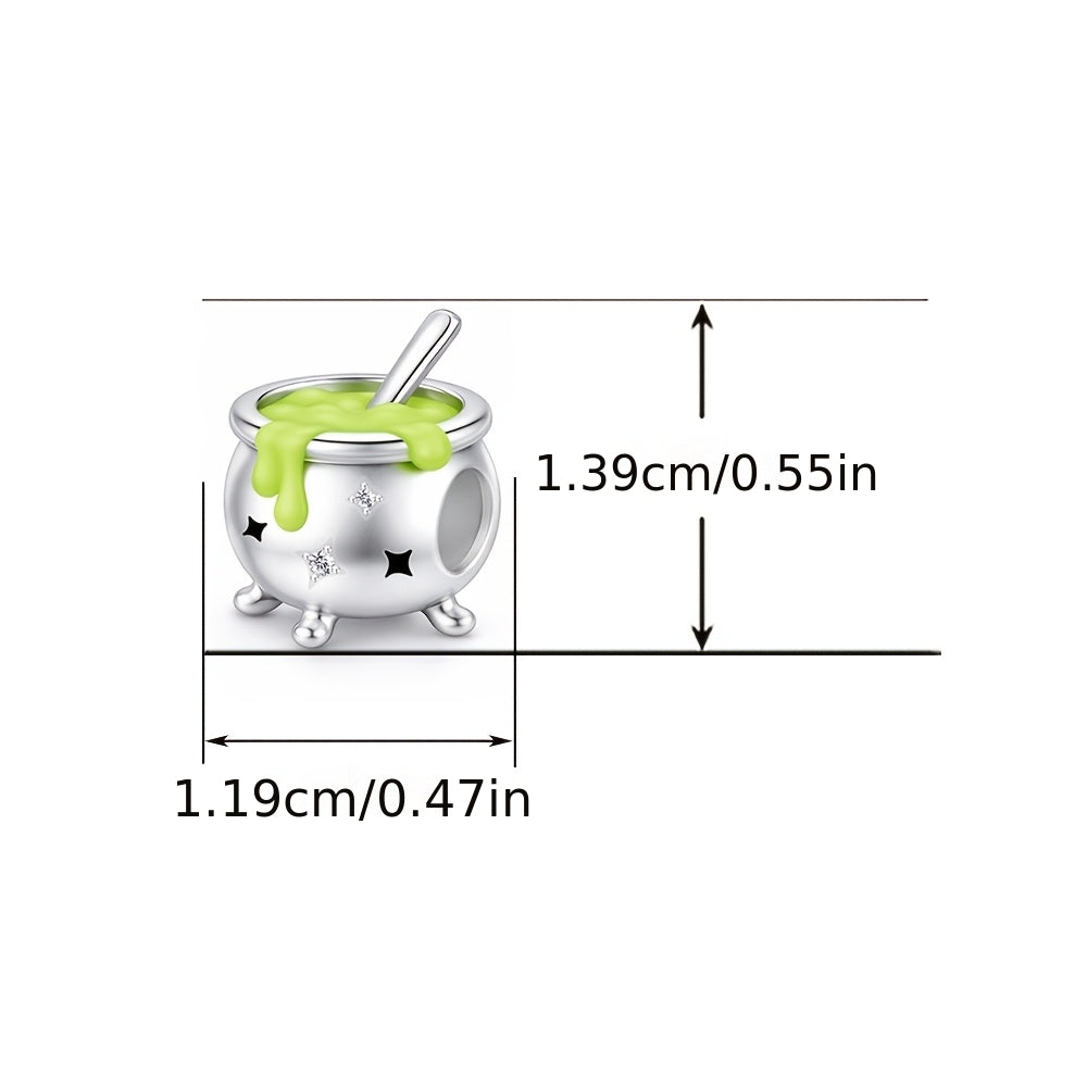 1pc silvery plated copper magical enamel pot design charms