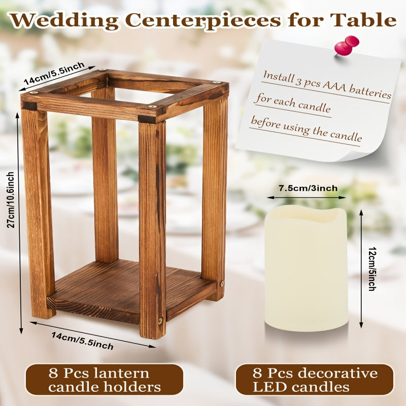 16pcs wooden candle lantern set   8 rustic wedding