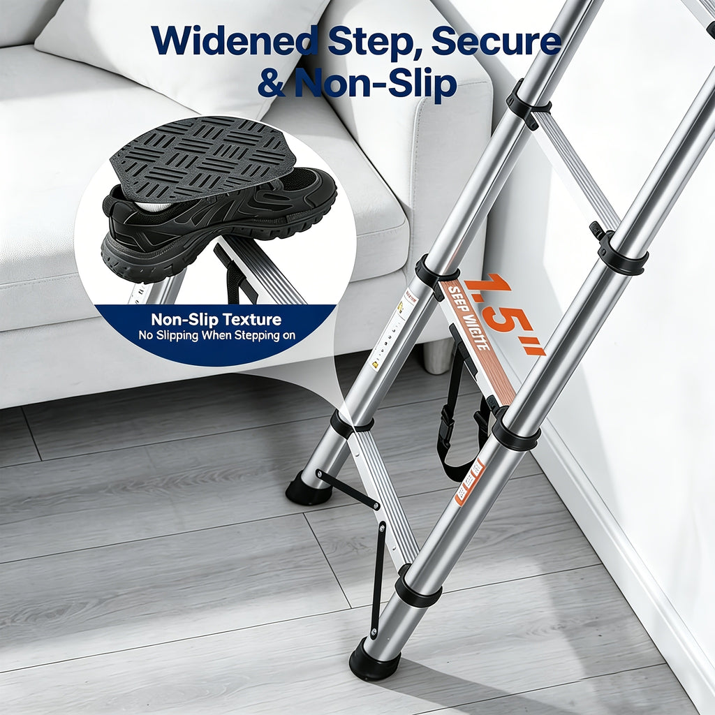 telescopic ladder lightweight extendable ladder safety lock