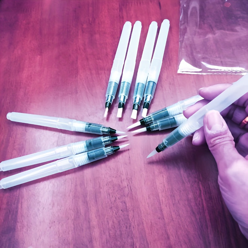 10 solid color watercolor pens filled brush heads pointed