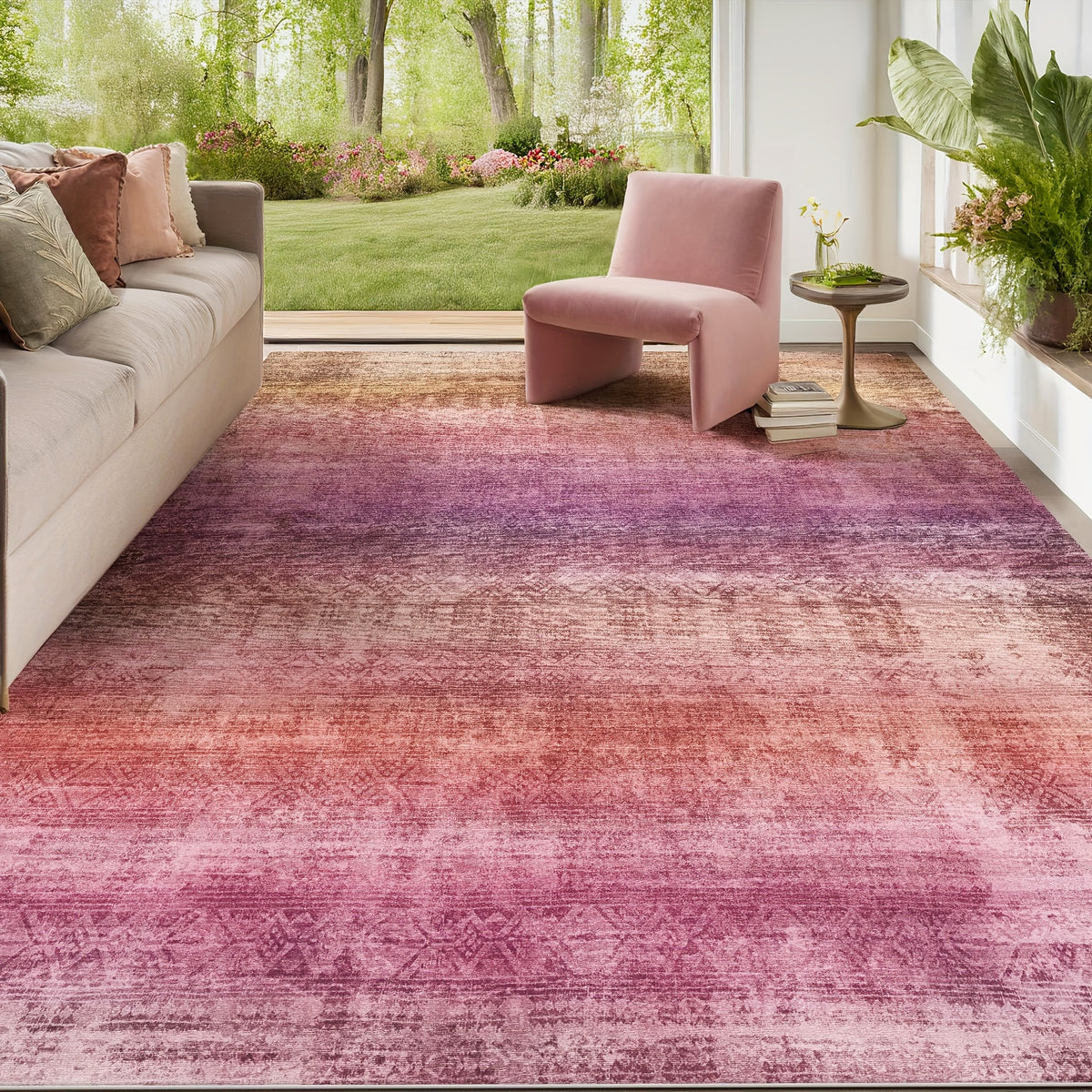 1pc washable area rug gradient teal   non slip