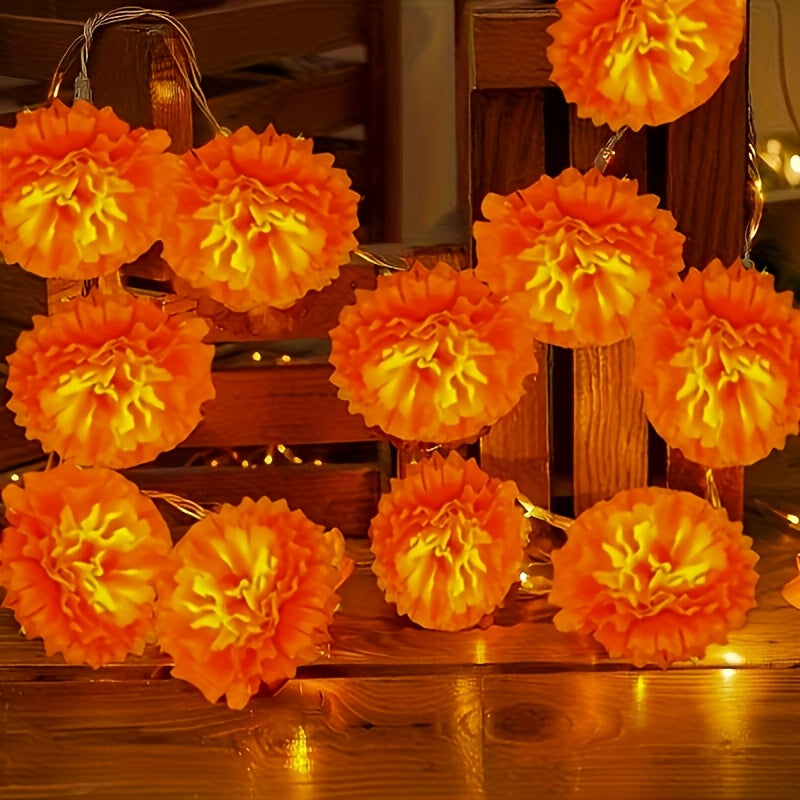 1 string orange marigold wreath string lights suitable
