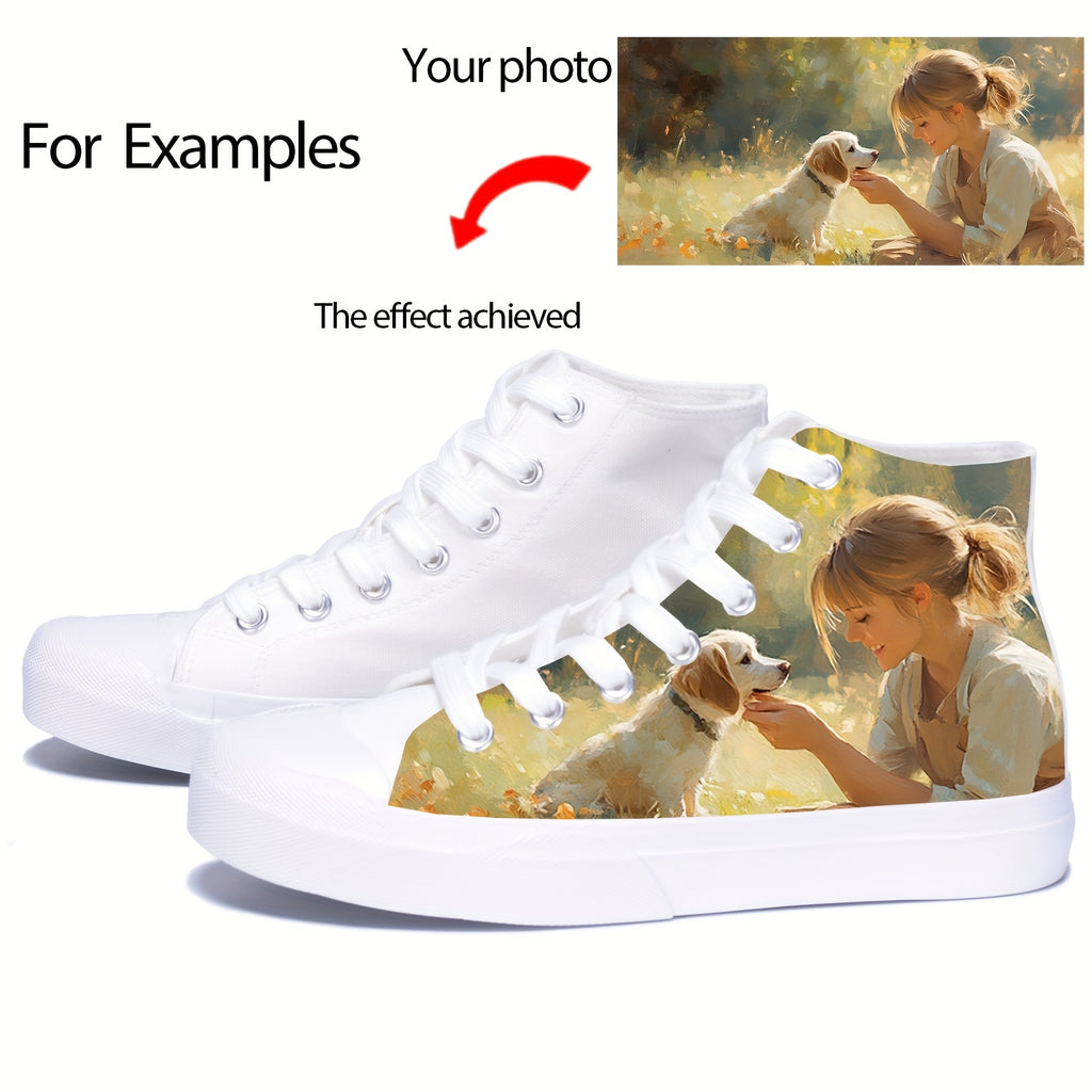 custom photo image black high top canvas sneakers casual