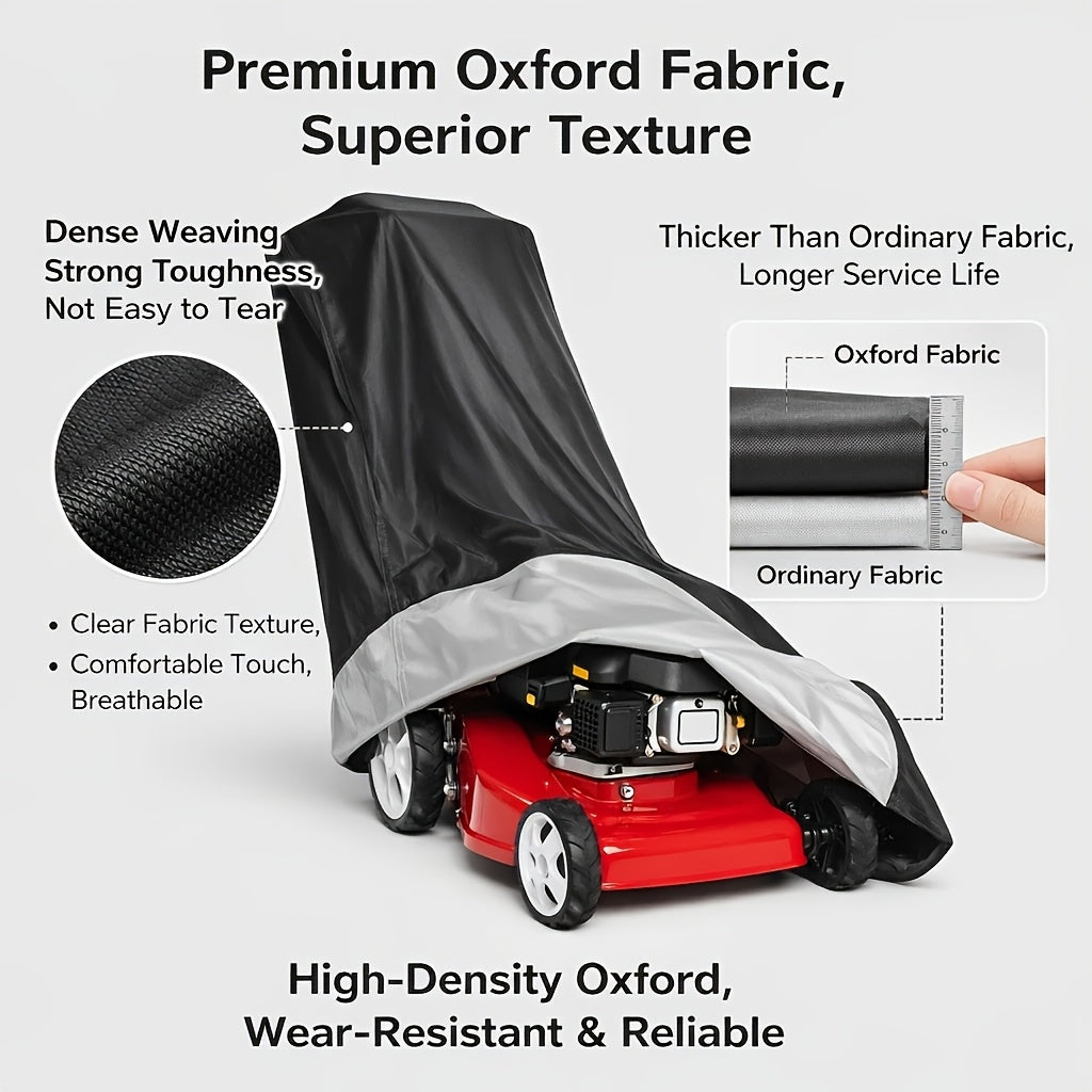 a lawn mower cover designed outdoor storage   in a