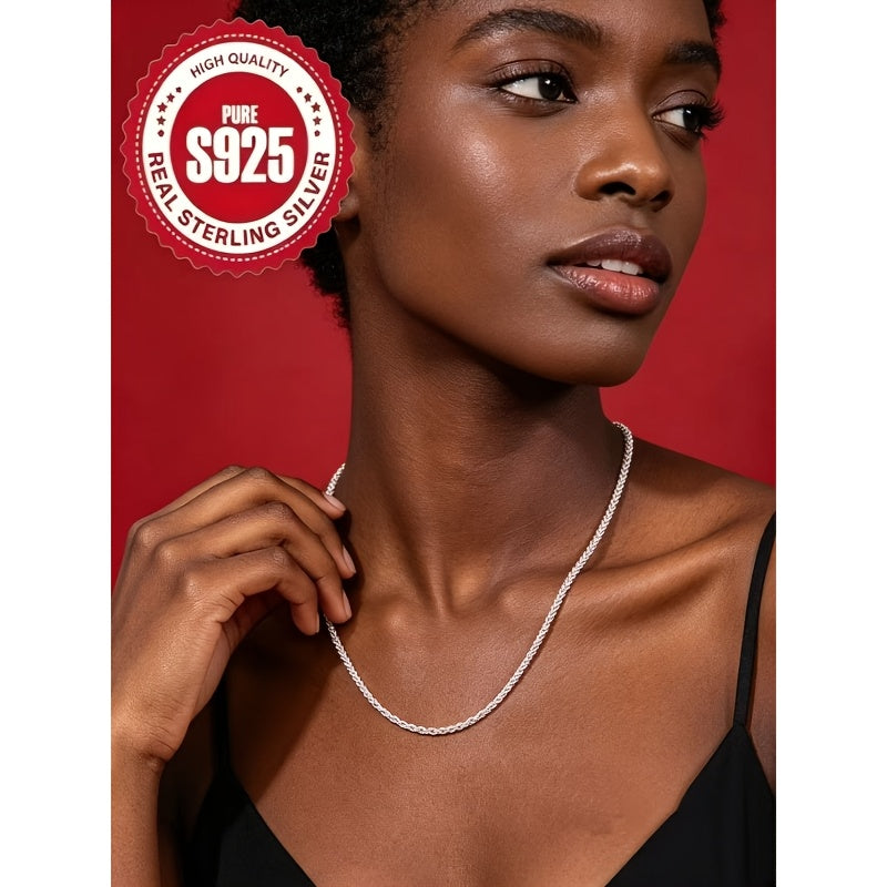 925 sterling silvery twisted rope chain necklace simple hip