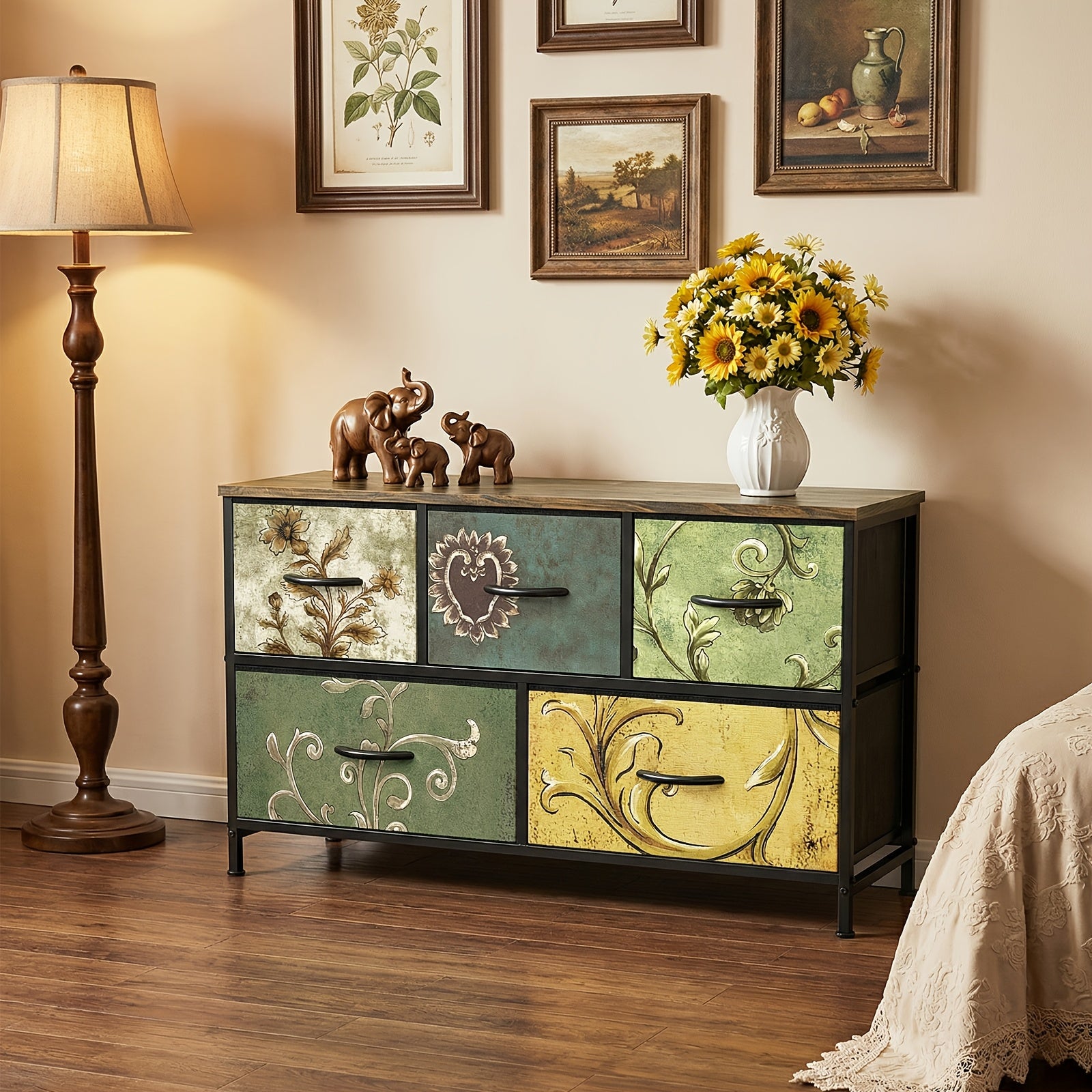 medieval style storage cabinet vintage floral texture sturdy