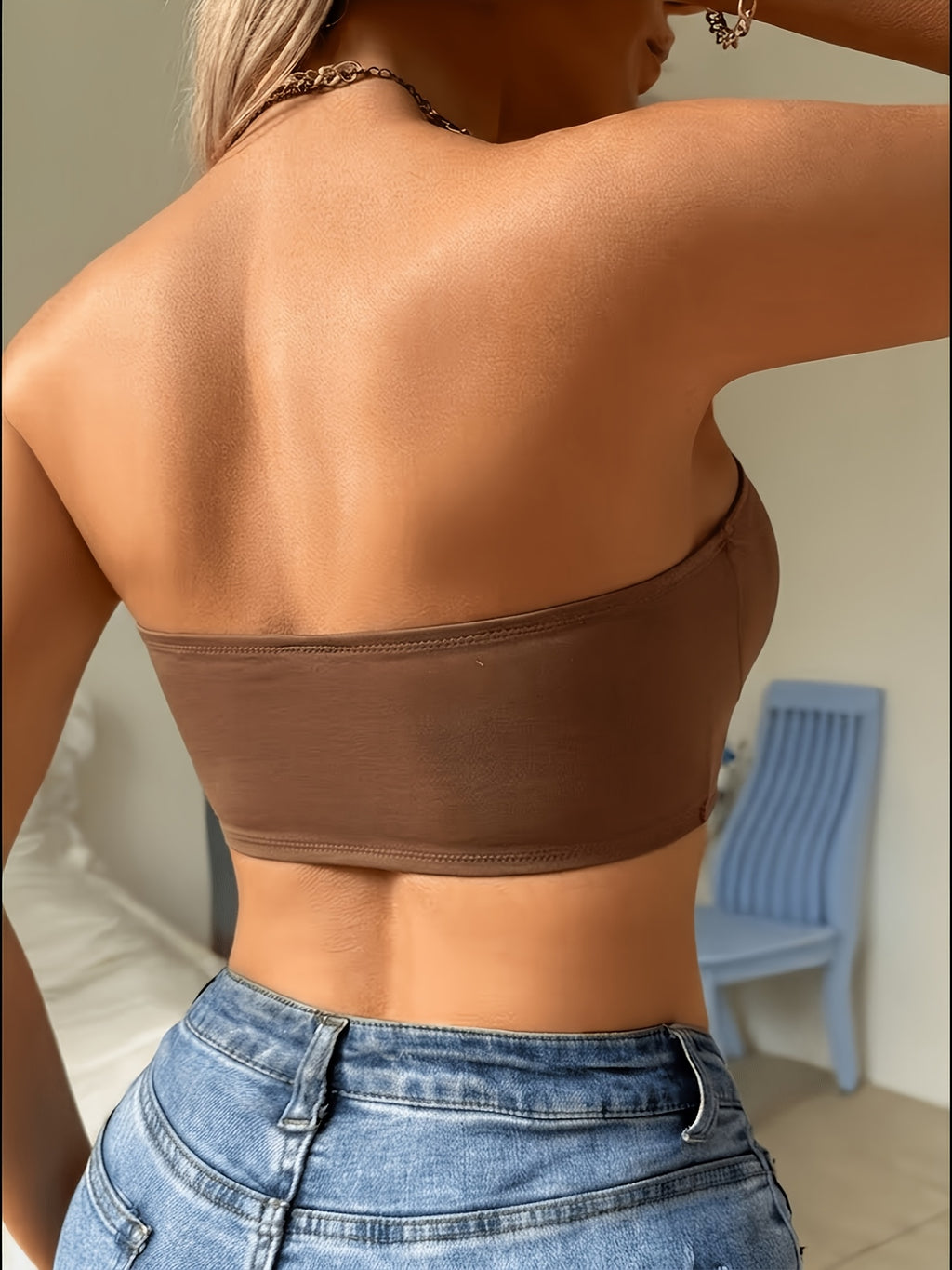 front fastening strapless bra wire free soft