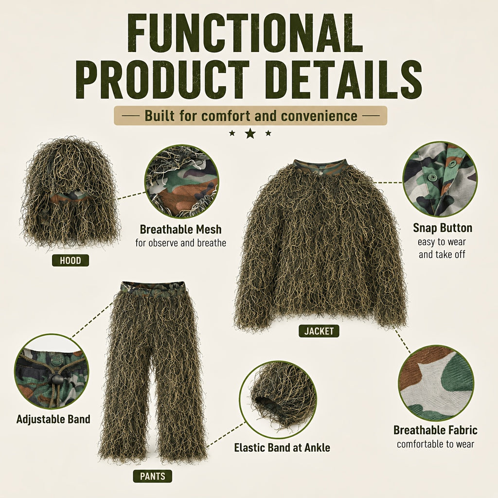 6 in 1   ghillie suit polyester   desert
