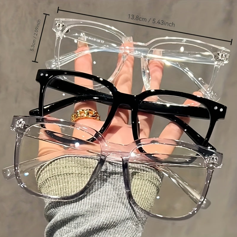 3 pairs unisex glasses stylish   transparent