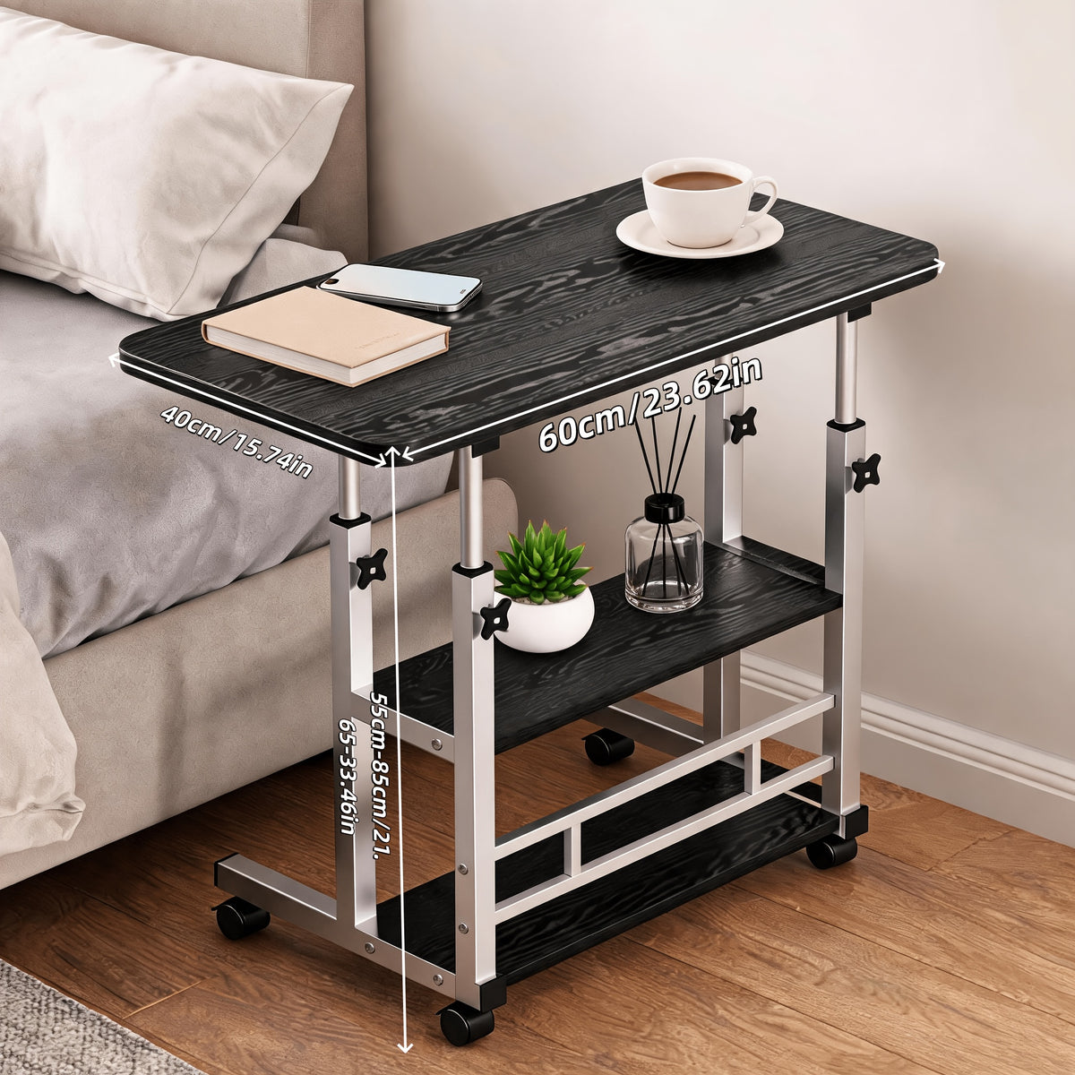 movable height adjustable bedside computer desk adjustable