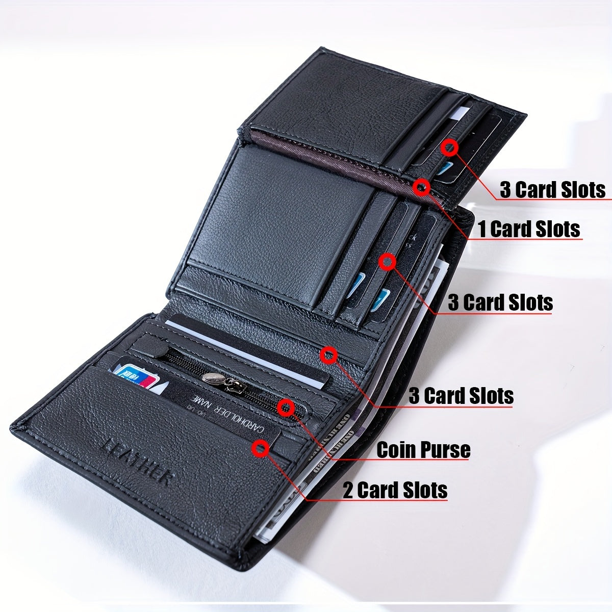 1pc genuine leather wallets men vintage thin vertical short