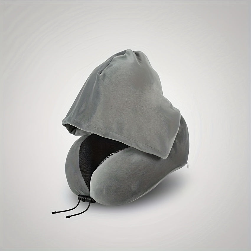 a neck pillow made a hood designed block light providing