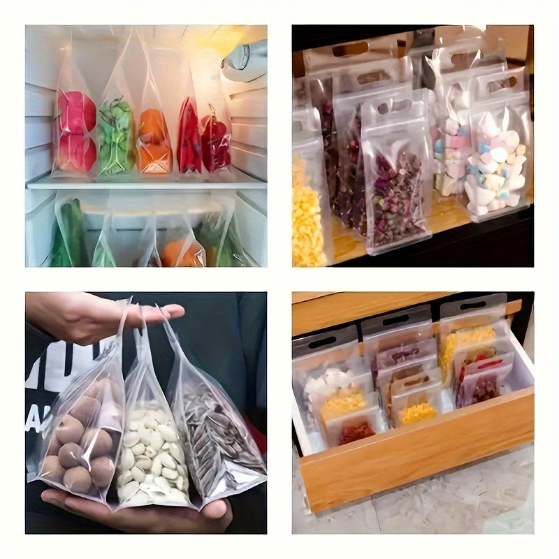 8pcs extra large reusable storage bags handles leakproof