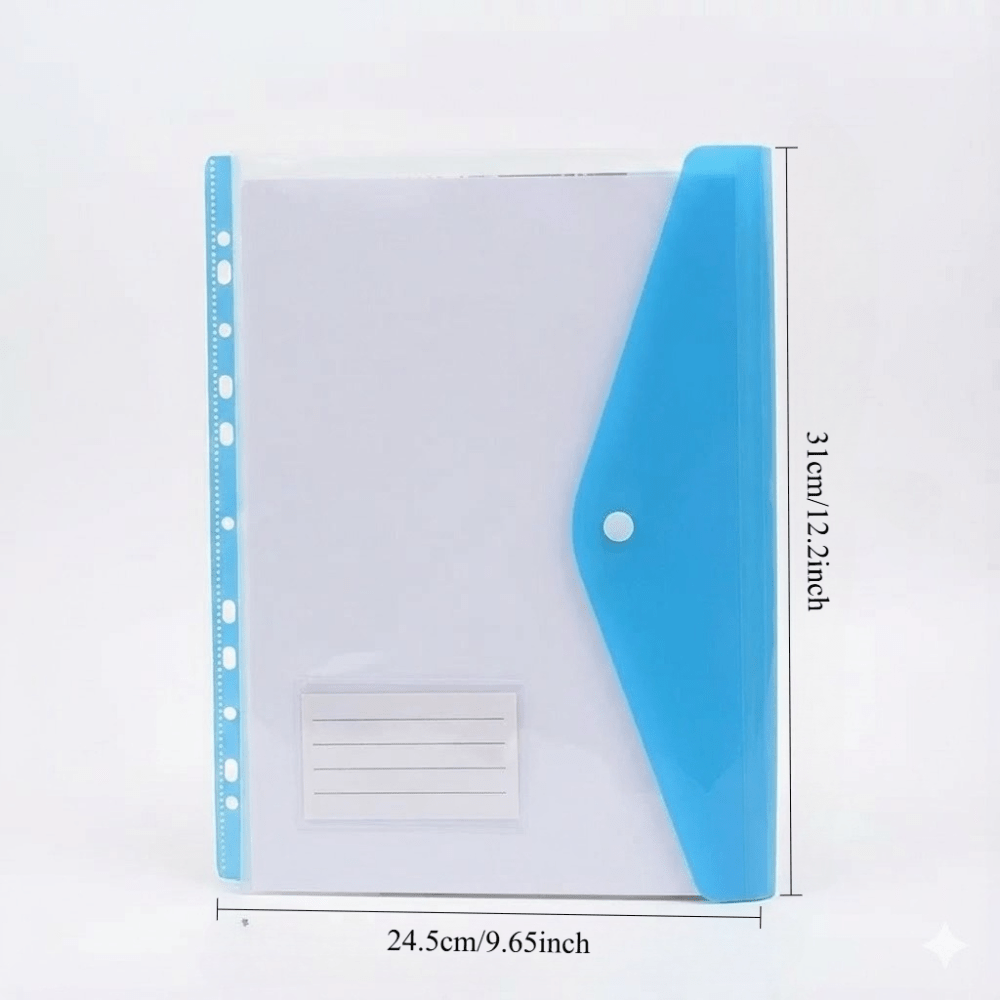 6pcs set a4 document bags buttons 11 hole loose leaf binder