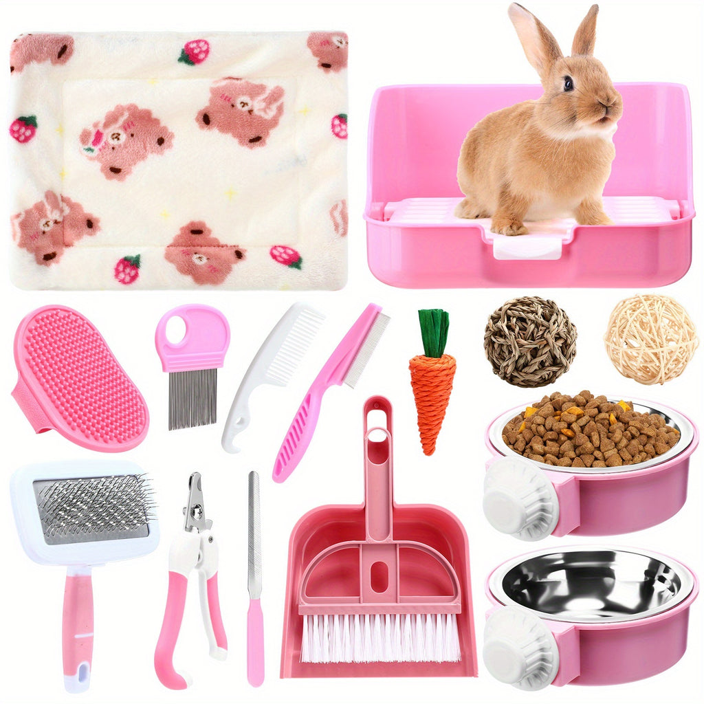 15pcs rabbit starter kit small litter box animal grooming