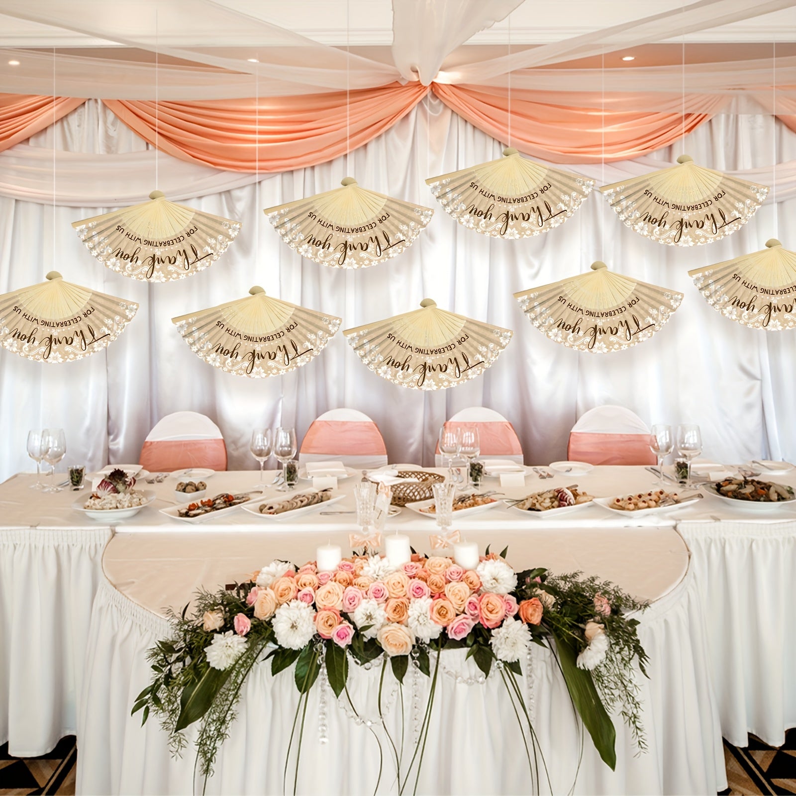 50pcs decorative folding fans wedding foldable hand fans