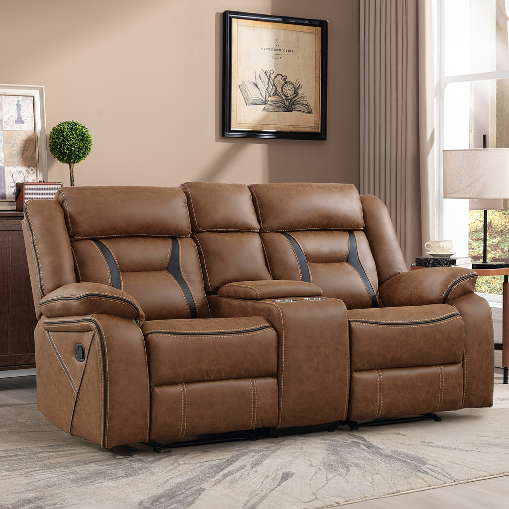 faux leather manual recliner set 3 seat sofa loveseat