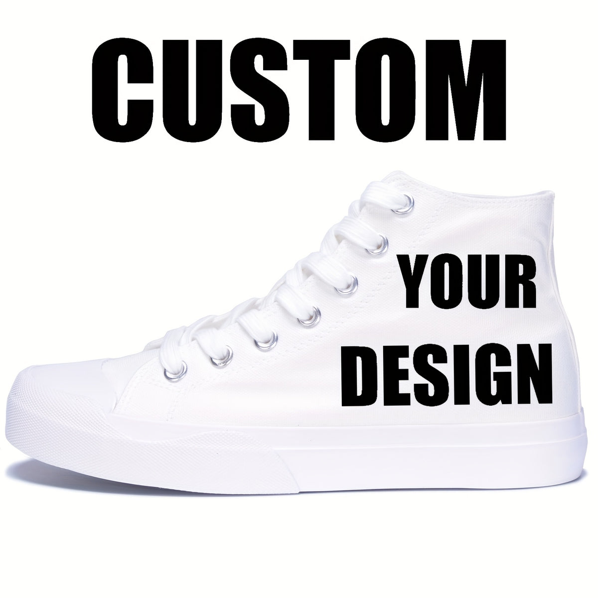 custom photo image black high top canvas sneakers casual