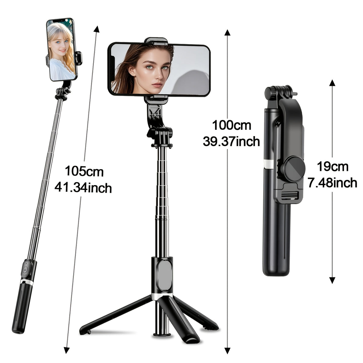 portable 40 6 inch selfie stick tripod wireless remote
