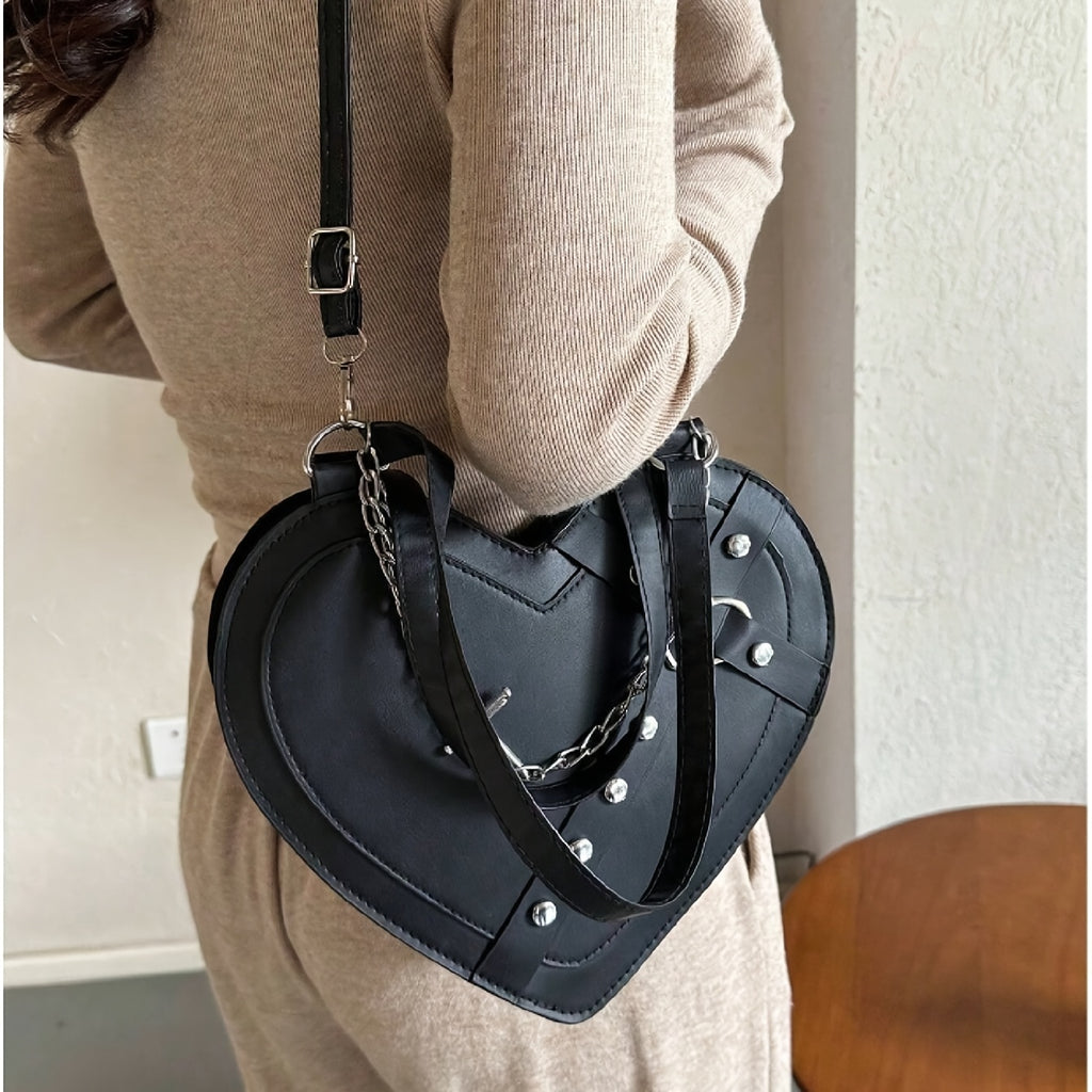 women gothic y2k punk   shaped shoulder bag rivet