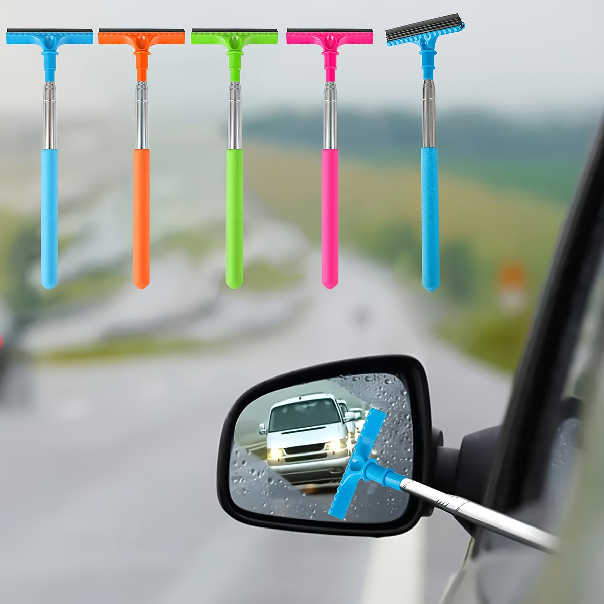1pc handheld telescopic car brush portable rearview mirror