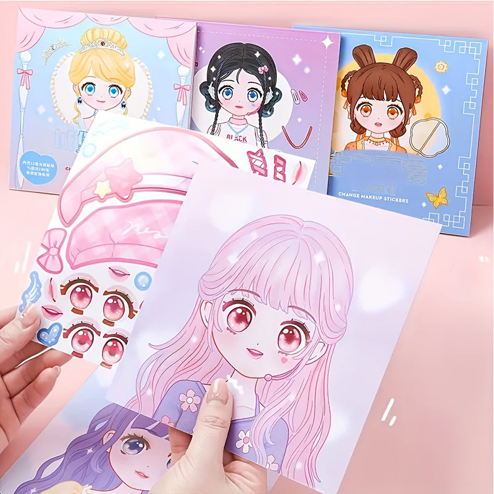 a random diy face sticker book featuring fashion doll