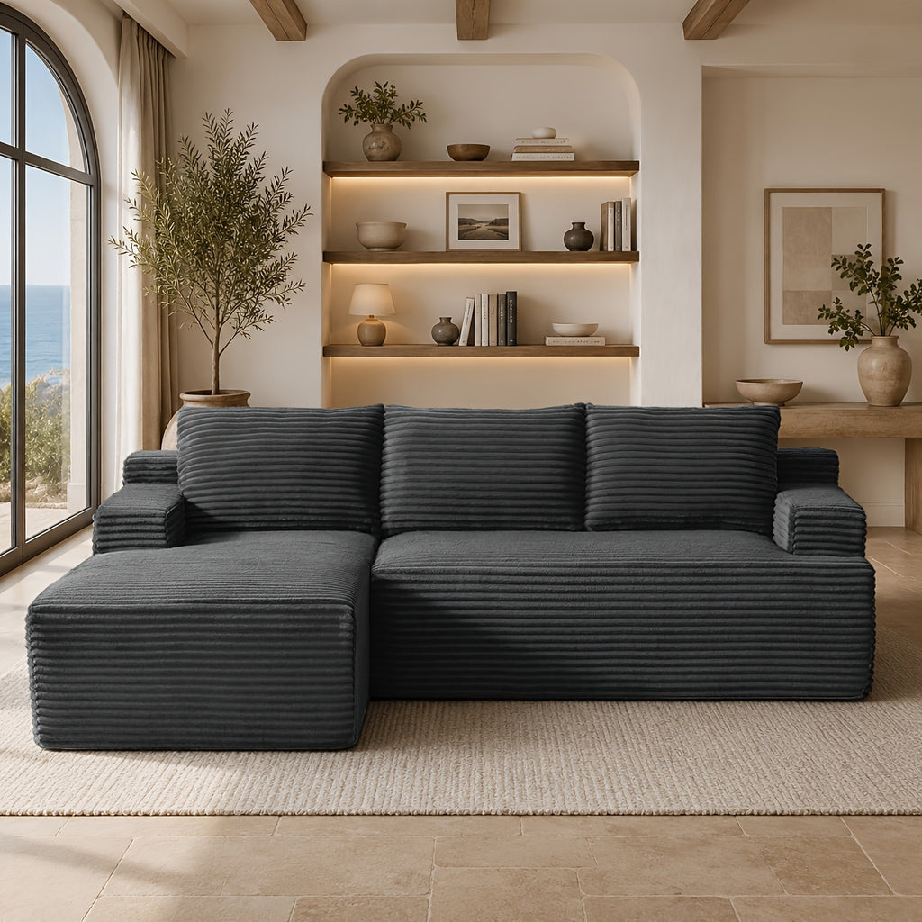 l shaped cloud sofa 3 seater corduroy sectional couch