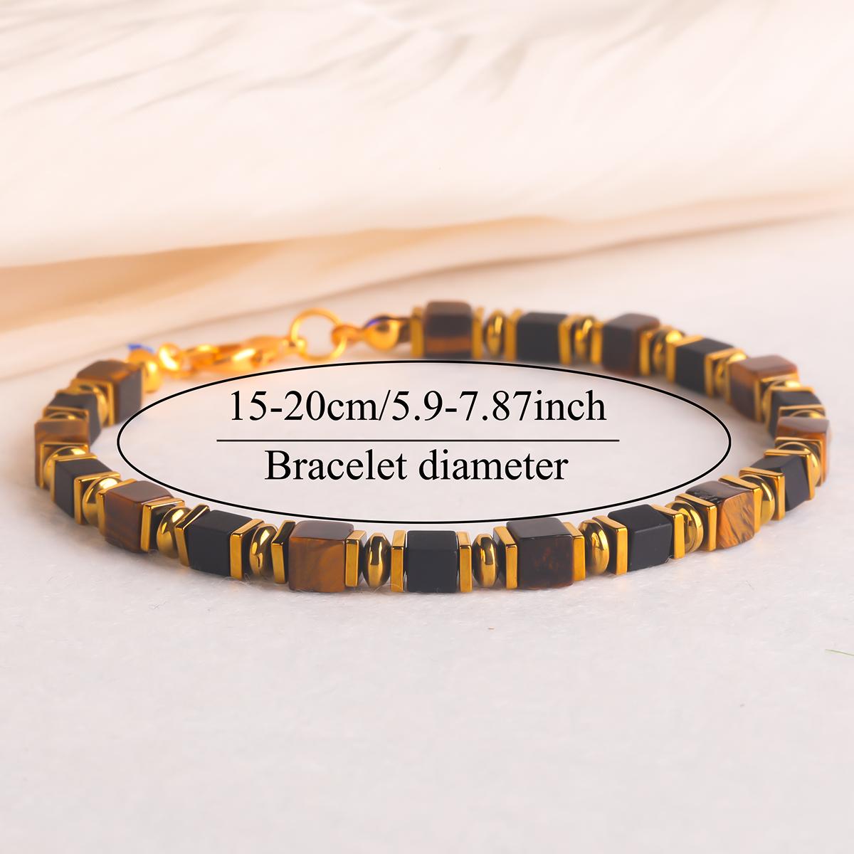 tiger eye obsidian wealth bracelet vintage square bead