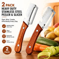 2pcs heavy duty stainless steel peeler slicer set featuring