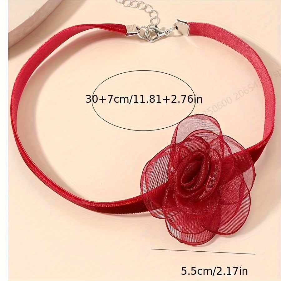 romantic   large rose flower necklaces a wide