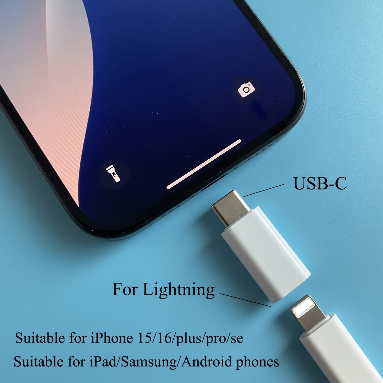 2 pack iphone lightning usb c adapter type c charger