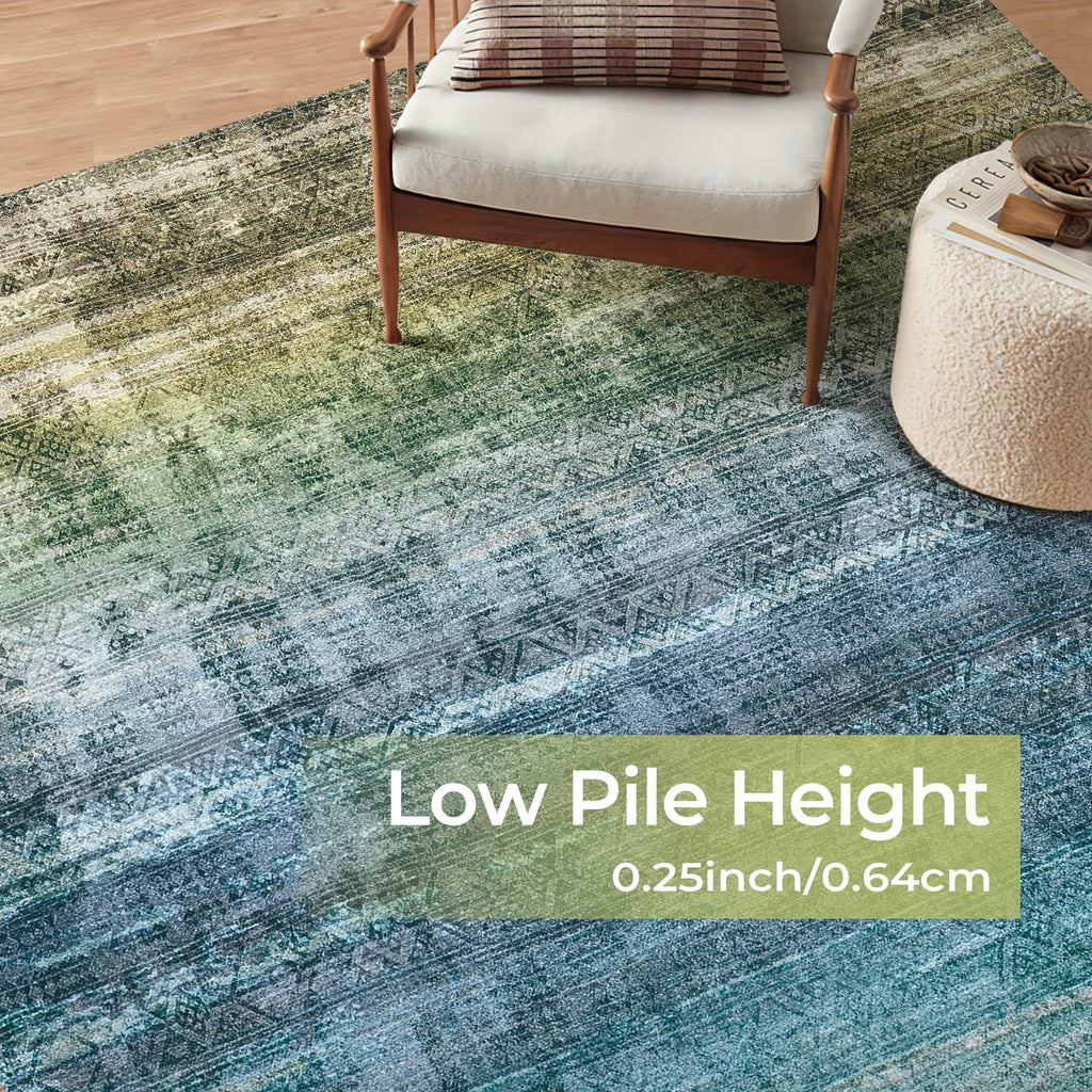 1pc washable area rug gradient teal   non slip