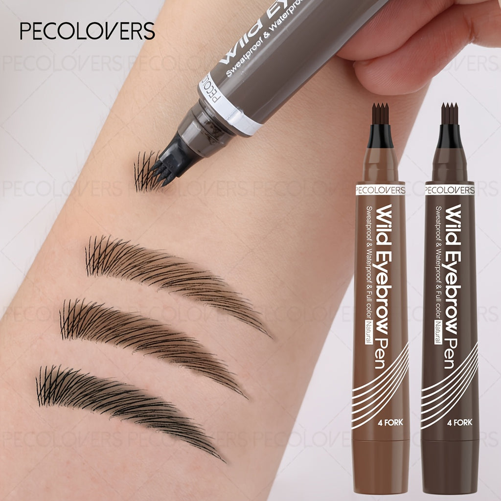 1pc waterproof eyebrow pen 6 colors featuring a 4 fork tip
