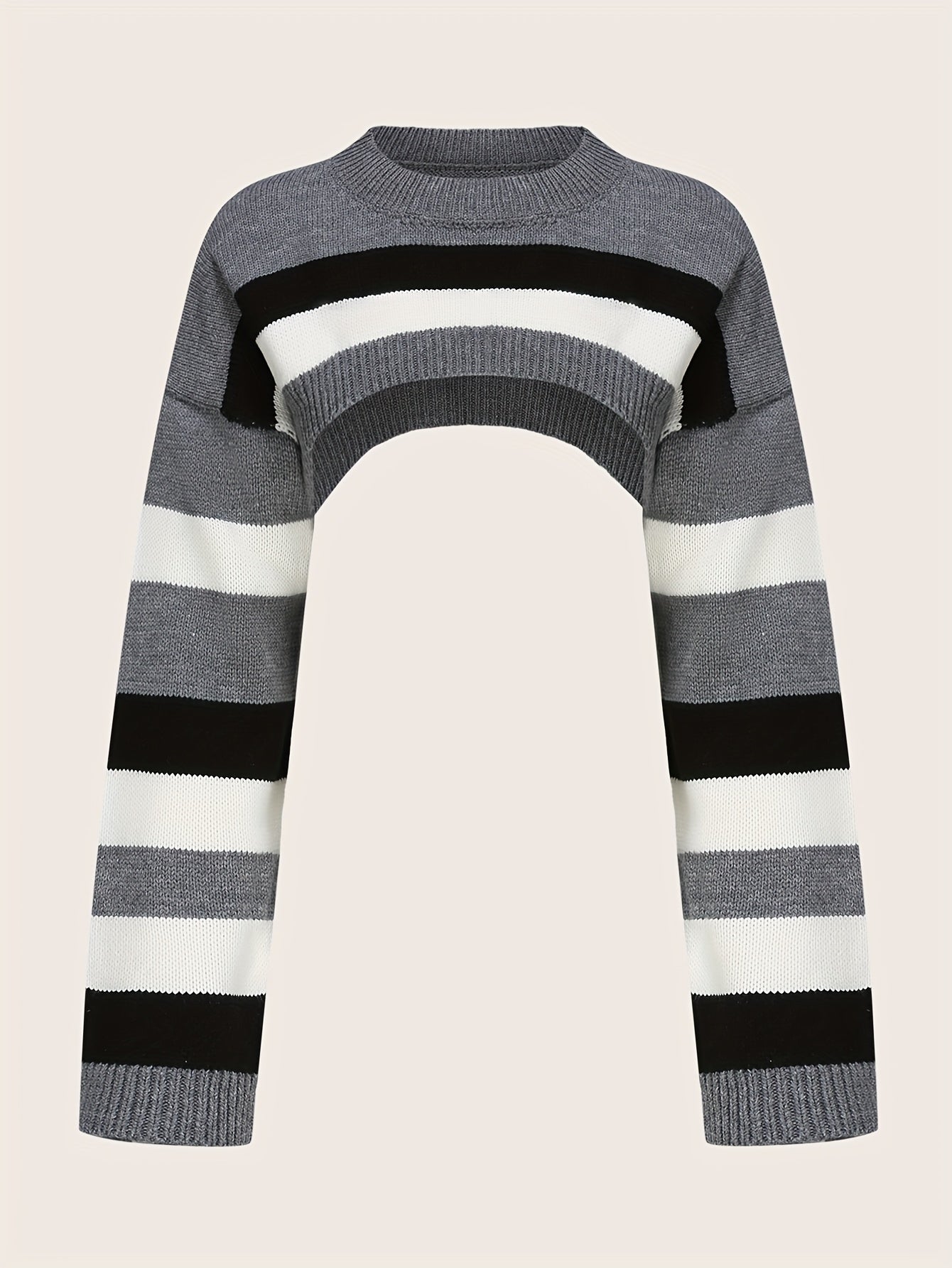 y2k oversized striped sweater relaxed fit short cropped