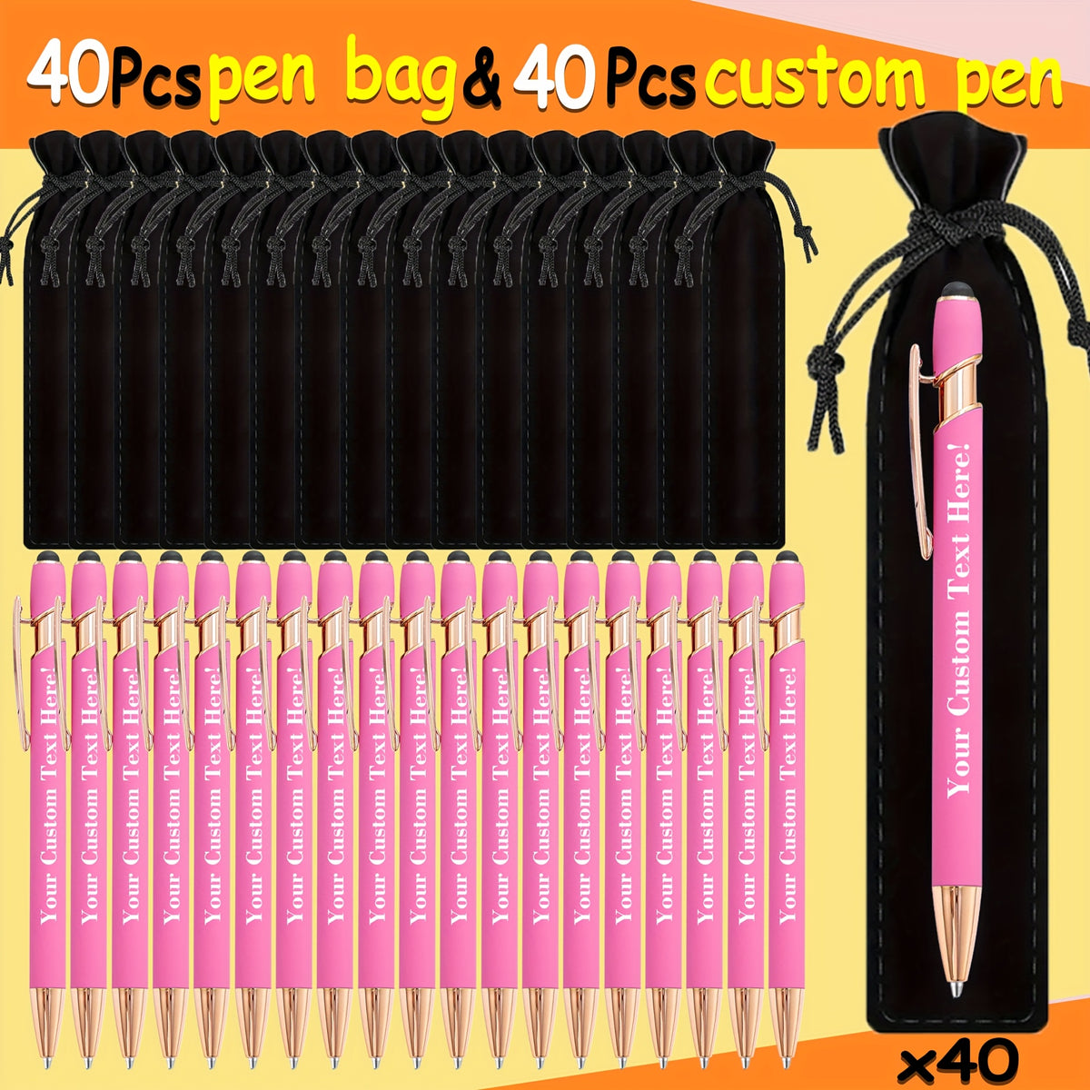 set 80 custom engraved ballpoint pens including a pen case