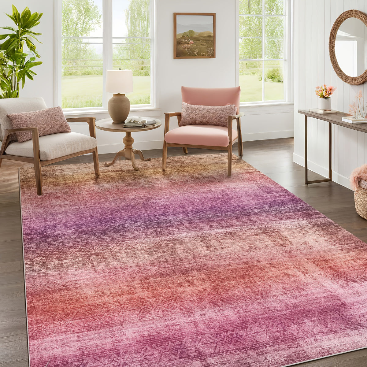 1pc washable area rug gradient teal   non slip