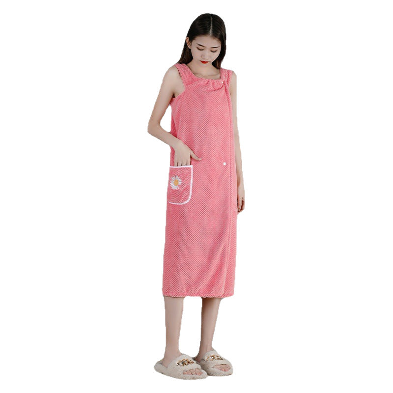 womens wearable pocket towel skirt non slip towel robe