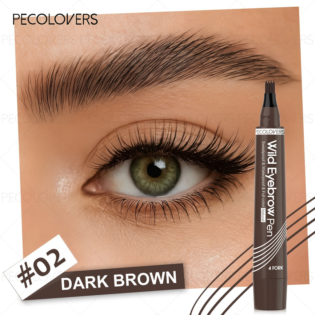 1pc waterproof eyebrow pen 6 colors featuring a 4 fork tip